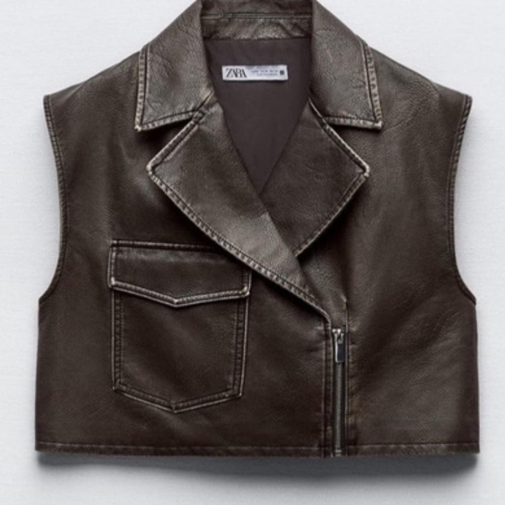 NWOT Zara Distressed Leather Vest